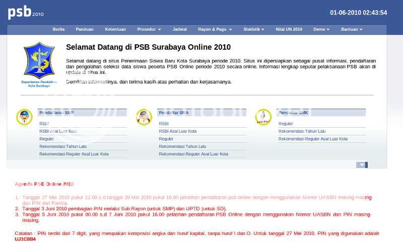 PSB Online Surabaya 2010, PSB 2010, PSB Surabaya Online, PSB Online, PSB Kota Surabaya 2010, Situs PSB Online Surabaya 2010, Website PSB Online Surabay 2010